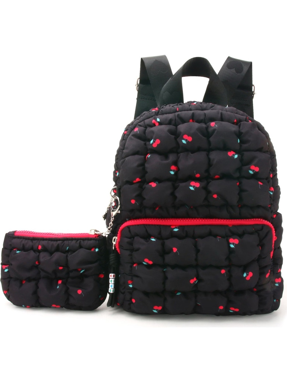 🍒Miss Qwens OMG Quilted Scrunchie Mini Backpack Matching Pouch Black Cherry
